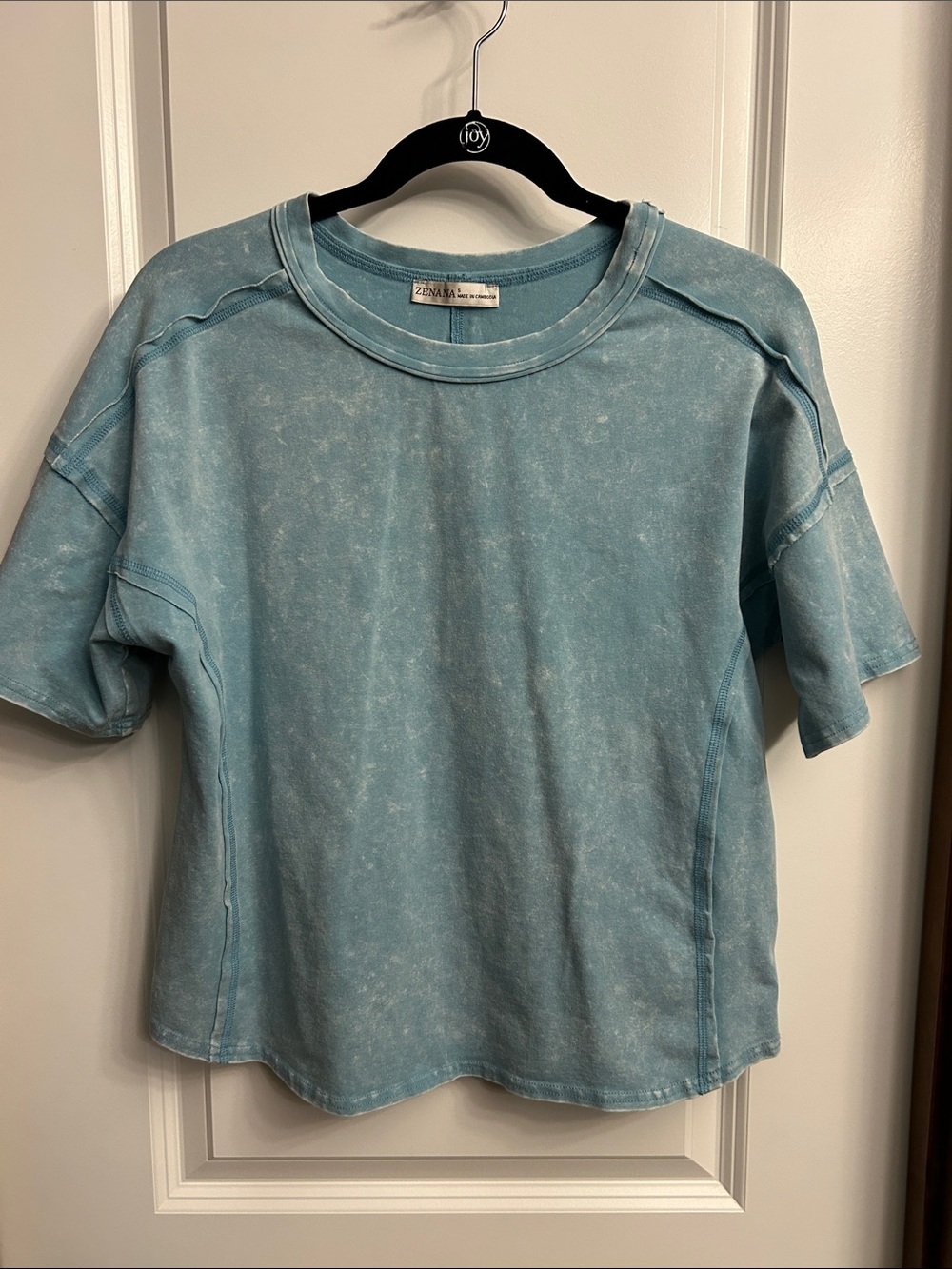 Zenana NWOT Light Blue Mineral-Wash Short Sleeve Tee
